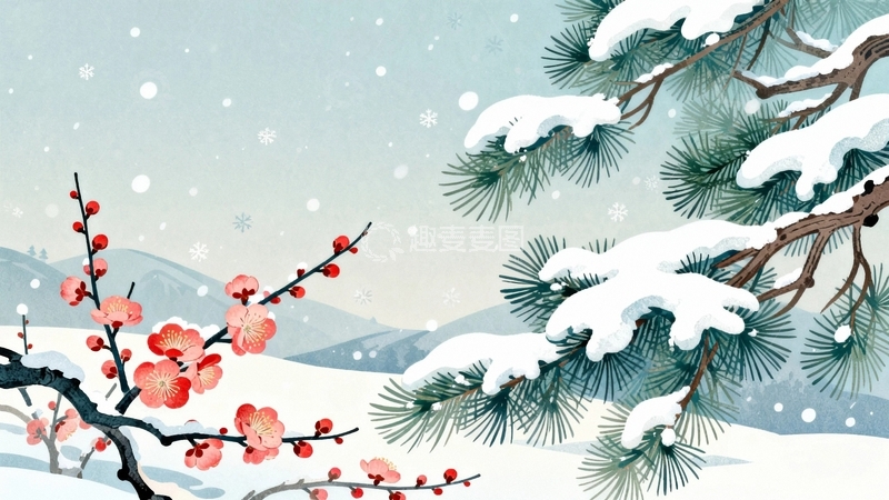 高清大图下载【趣麦麦图】冬日冬季大雪节气背景4