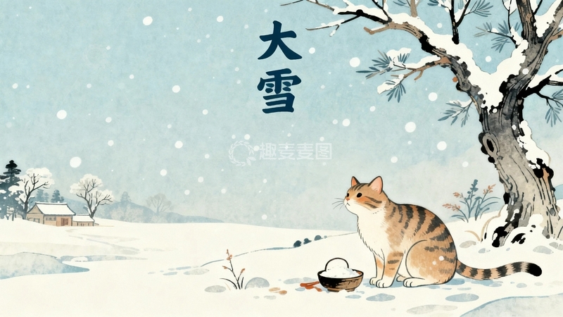 高清大图下载【趣麦麦图】冬日冬季大雪节气背景8