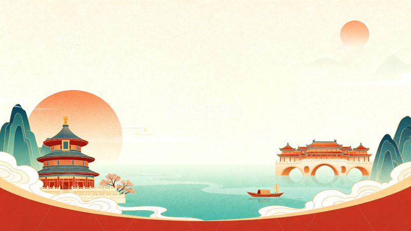 高清大图下载【趣麦麦图】国风红色节日背景007