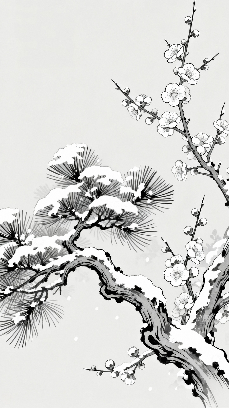 工笔画国潮风腊梅2