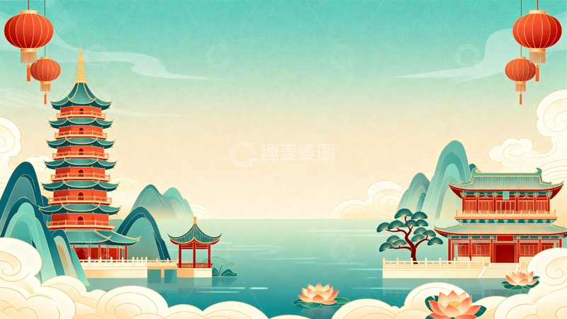 高清大图下载【趣麦麦图】国风红色节日背景30