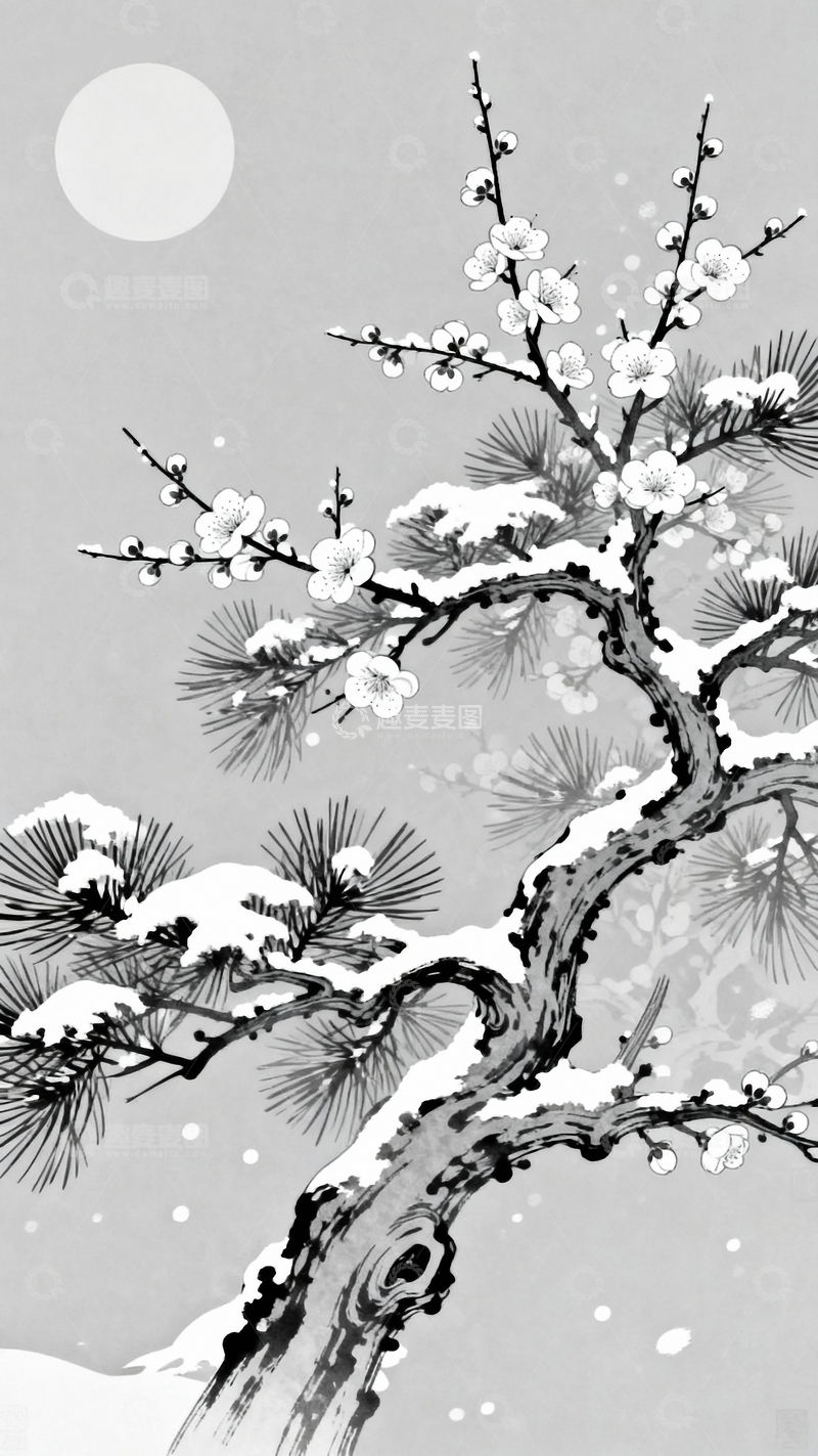 工笔画国潮风腊梅7