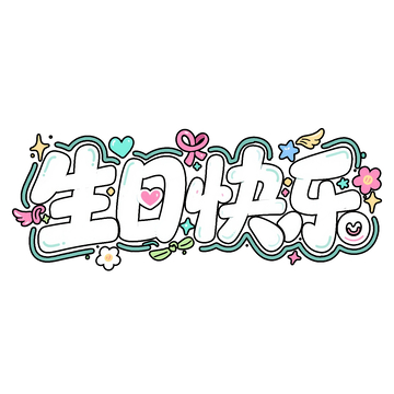 卡通风格生日快乐艺术字设计素材