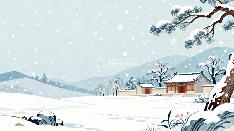高清大图下载【趣麦麦图】冬日冬季大雪节气背景11