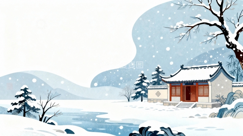 高清大图下载【趣麦麦图】冬日冬季大雪节气背景10