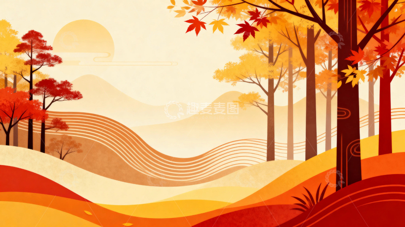 高清大图下载【趣麦麦图】秋天红叶风景背景1