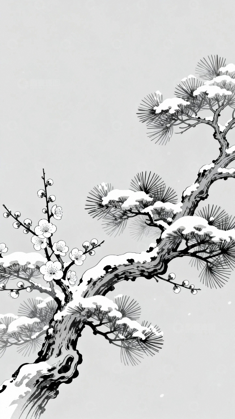 工笔画国潮风腊梅8