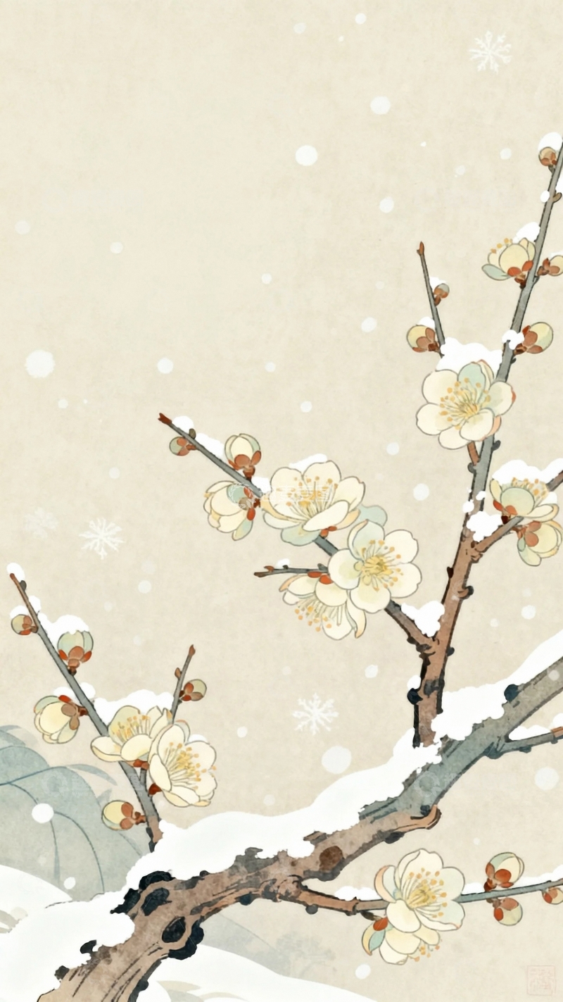 高清大图下载【趣麦麦图】工笔画国风国潮大雪背景10