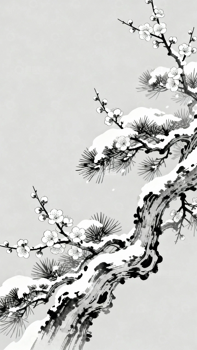 工笔画国潮风腊梅6