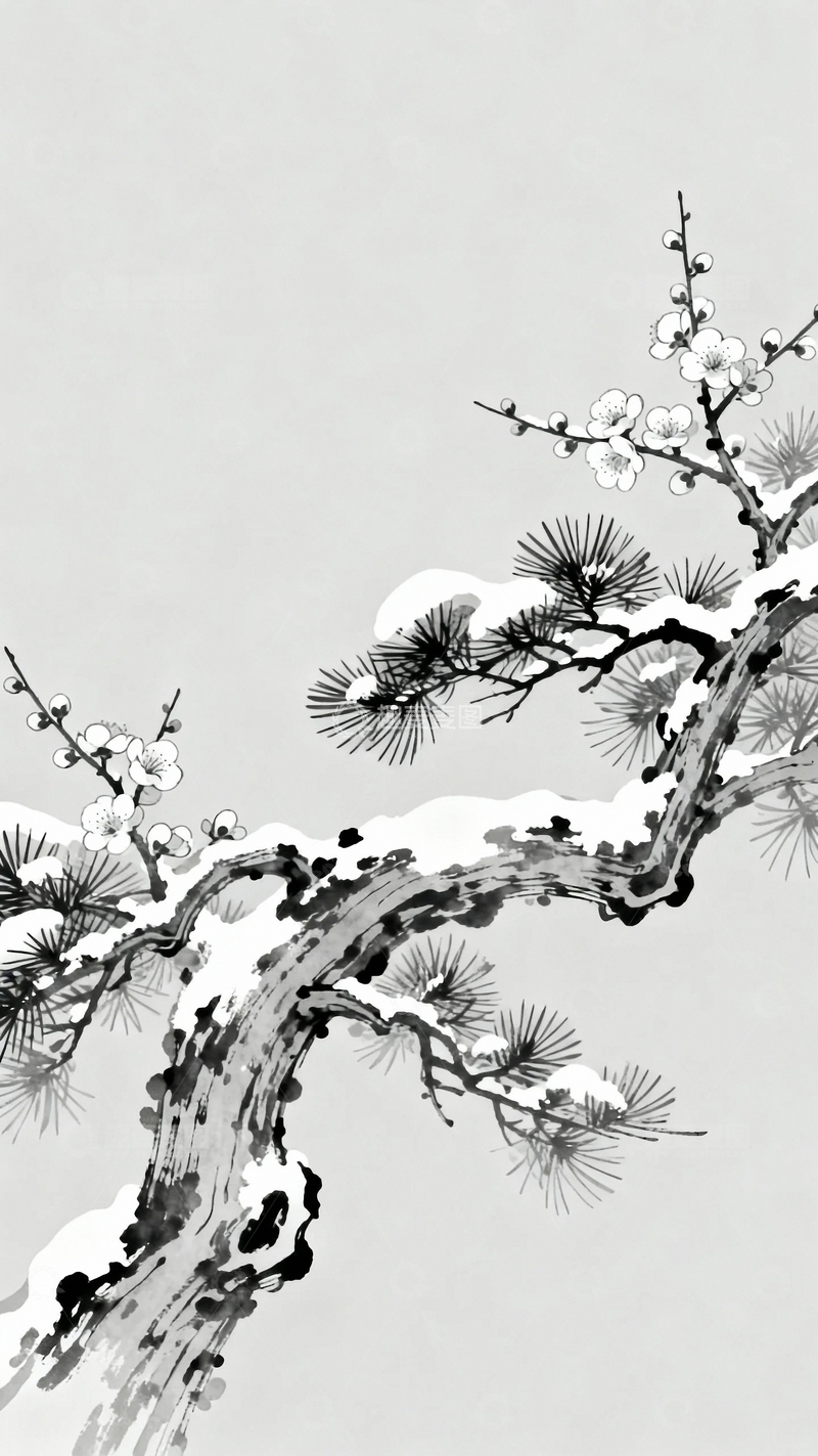 工笔画国潮风腊梅4