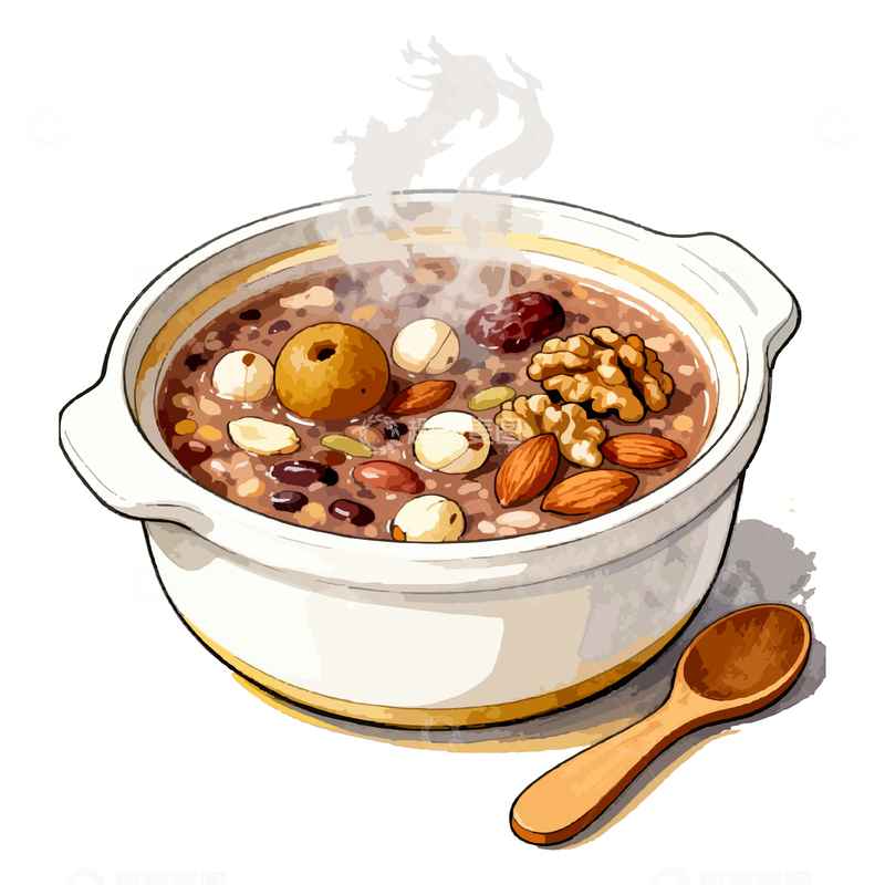源文件下载【趣麦麦图】热气腾腾八宝粥手绘插画