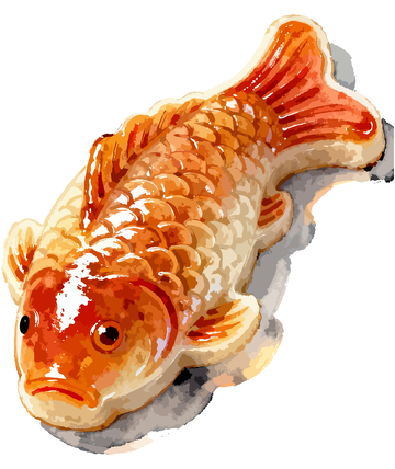 水彩画写实鲤鱼年糕