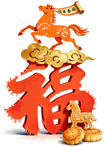 新春马年祝福插画
