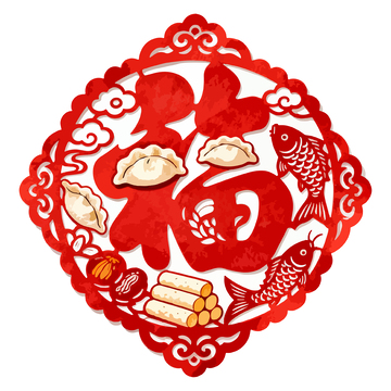 中国传统新年窗花贴纸