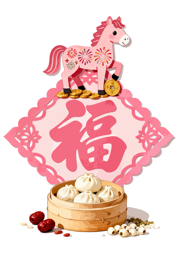 卡通马年祝福插画