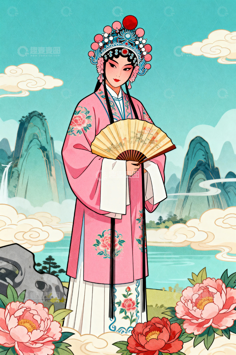 高清大图下载【趣麦麦图】京剧人物背景