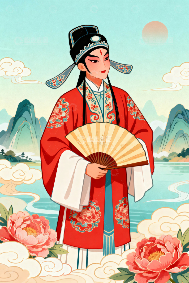 高清大图下载【趣麦麦图】京剧人物背景13