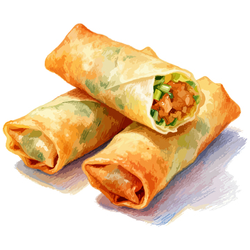 水彩春卷美食插画