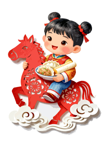 2026马年春节卡通插画