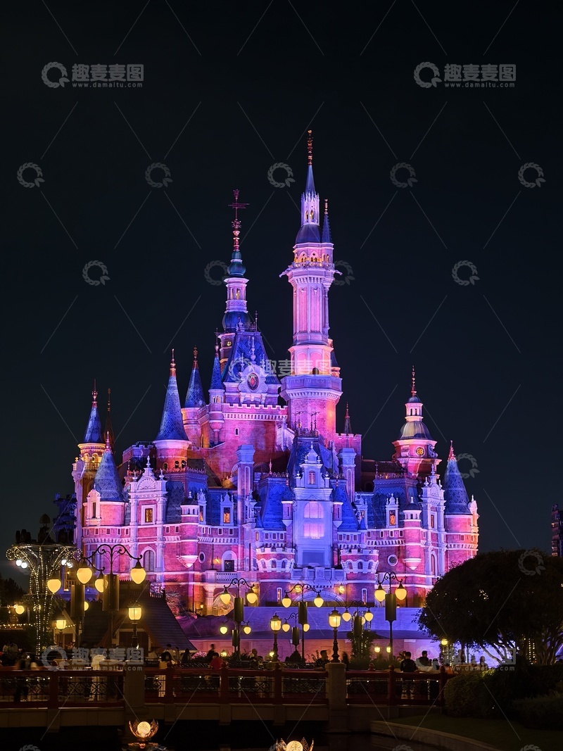 高清大图下载【趣麦麦图】夜色下的迪士尼城堡