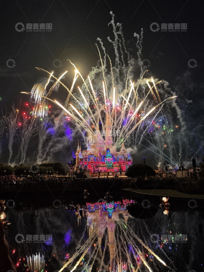 高清大图下载【趣麦麦图】迪士尼的烟花秀