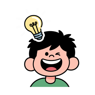 卡通男孩灯泡创意插画