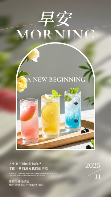 清新早安海报设计