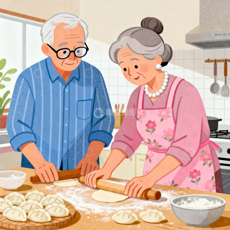 源文件下载【趣麦麦图】扁平爷爷奶奶1