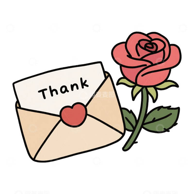 高清大图下载【趣麦麦图】感恩节小元素信封和花朵免抠元素