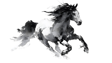 水墨双马奔腾释放艺术自由的张力