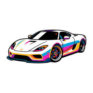 炫彩跑车插画设计素材