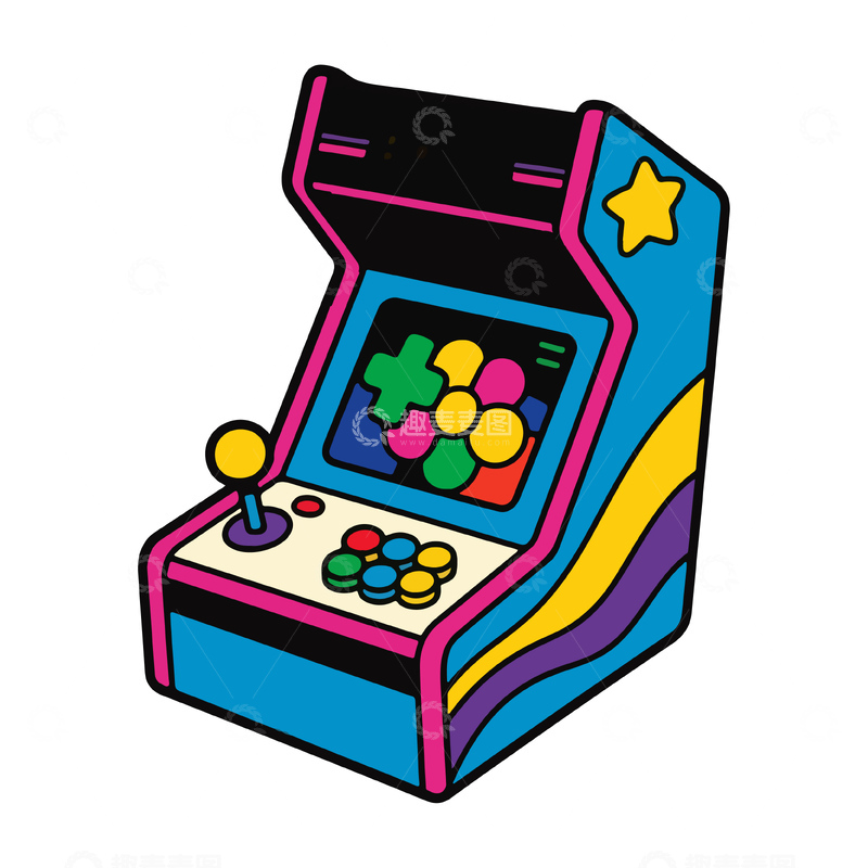 复古街机游戏卡通形象设计素材