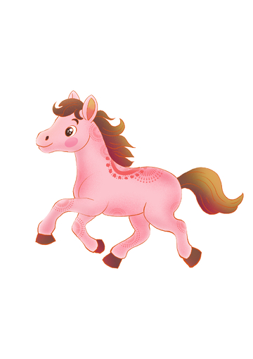 卡通粉马插画设计素材