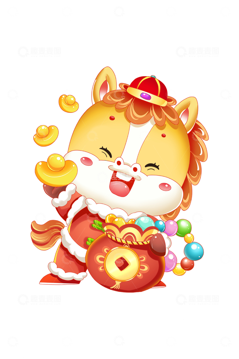 卡通马年喜庆插画