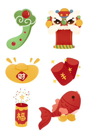 卡通春节元素插画合集