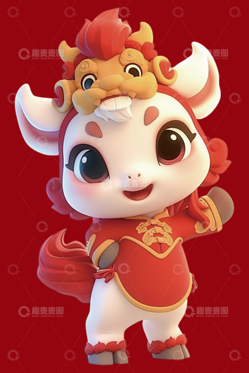 卡通牛年喜庆形象设计