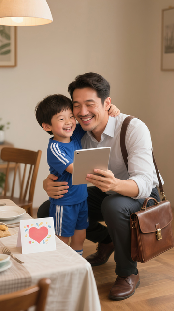 温馨父子互动家庭生活场景摄影