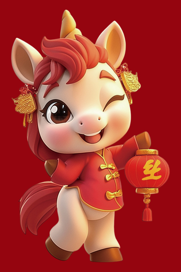 卡通马年新春祝福图片