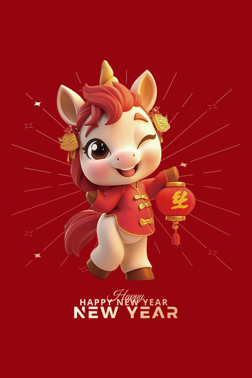 卡通牛年新年祝福设计图