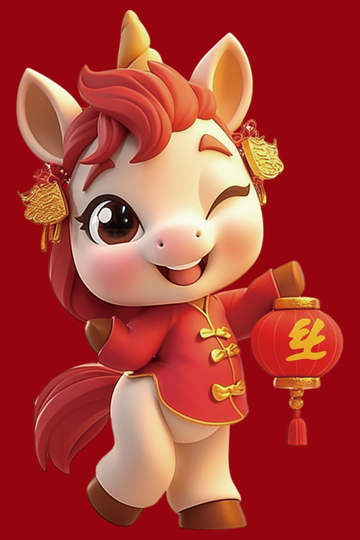 卡通马春节喜庆插画