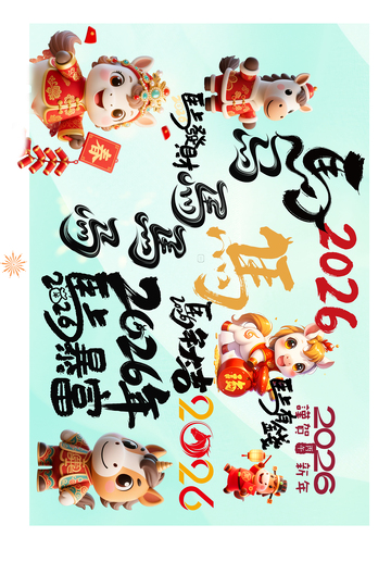 牛年新春祝福艺术字设计