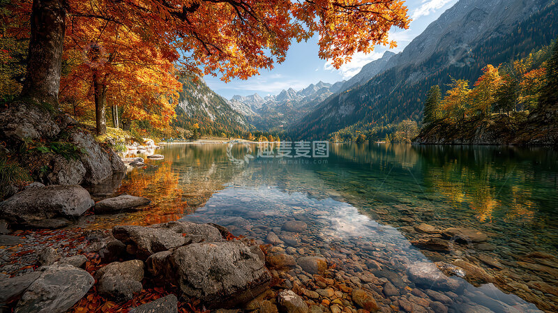 高清大图下载【趣麦麦图】湖畔  秋季  雾气  