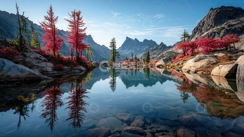 高清大图下载【趣麦麦图】湖畔  秋季  疏朗  