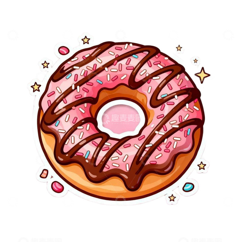 高清大图下载【趣麦麦图】卡通甜甜圈装饰贴纸设计素材