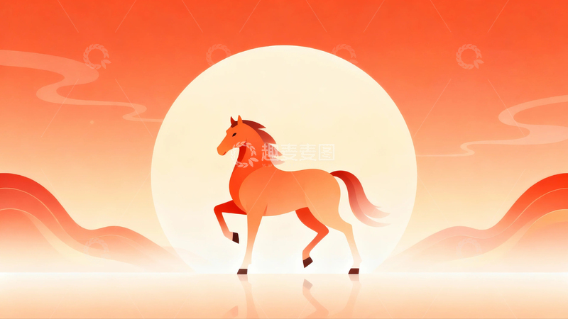 高清大图下载【趣麦麦图】国风马年节日背景02