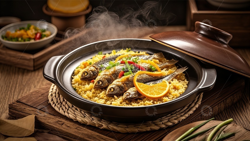 高清大图下载【趣麦麦图】中式炖鱼米饭美食摄影