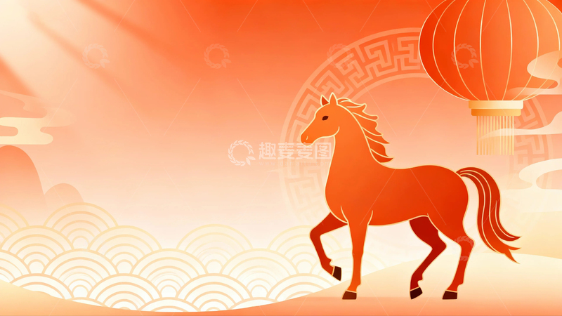 高清大图下载【趣麦麦图】国风马年节日背景17