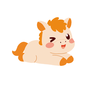 手绘卡通小马插画