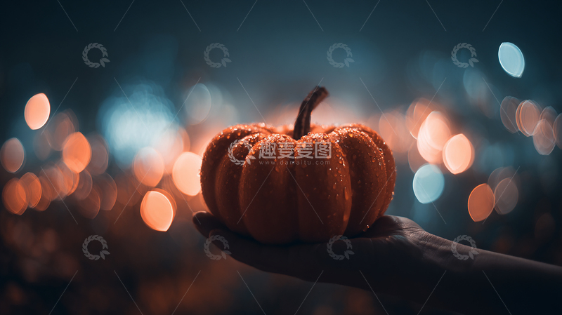 高清大图下载【趣麦麦图】夜色中的南瓜灯