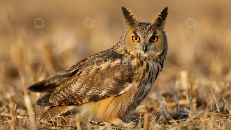 高清大图下载【趣麦麦图】生物百科鸟类之长耳鸮